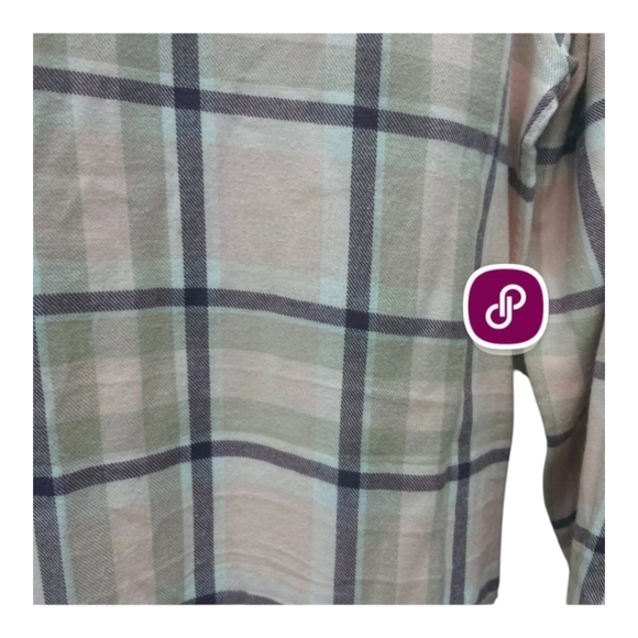FLANNEL AUSTRALIA Chic Light Pink, Gray Plaid Shirt Dress or Duster Size 6-8 - Picture 8 of 13